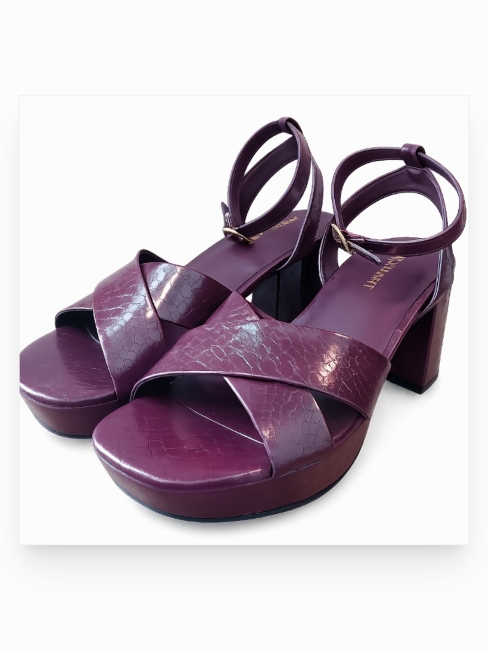 Lane Bryant Sandals 8W Purple Croc Platform Strappy Block Heel Dream Cloud Plus